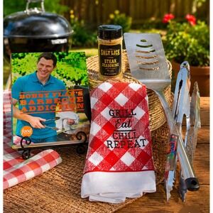 Bobby Flay Barbecue Addiction Cookbook BBQ Grill Tool Set Salt Lick  Bundle